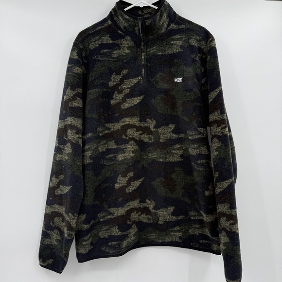 Salty Crew Sweater Men Large NEW Green Camo Fleece 1/4 Zip